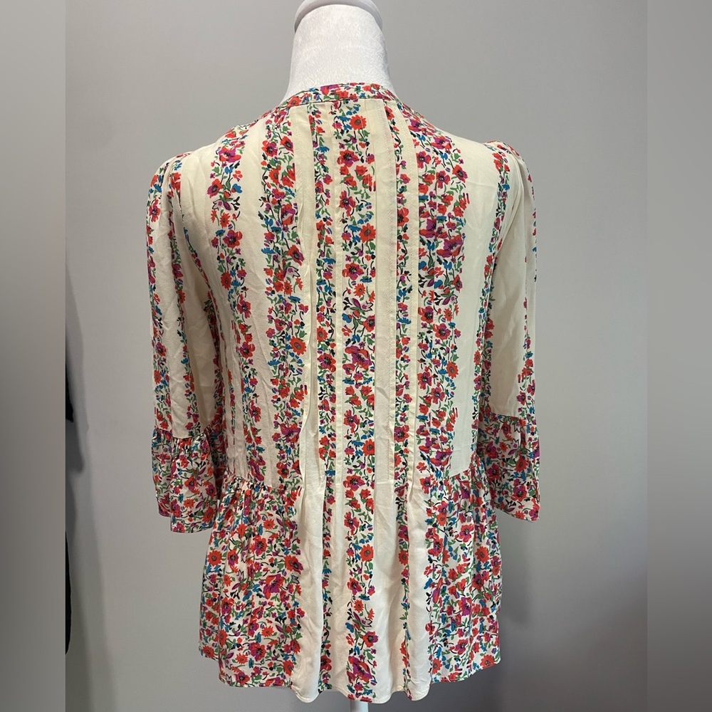 Anthropologie Maeve Womens Top Size 0 Button Hiver Boho Cottagecore Blouse Lace - Picture 2 of 14
